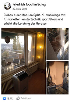 Mobiles Splitgerät am Fenster montiert