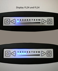 Display Frischluftgerät FL14 FL24 in Stufe 1 und 4