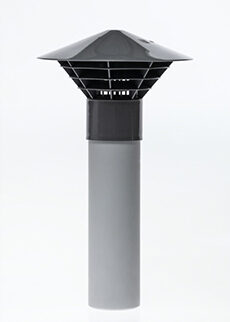 Luftröhre 50mm mit Regenschutzdom Seite